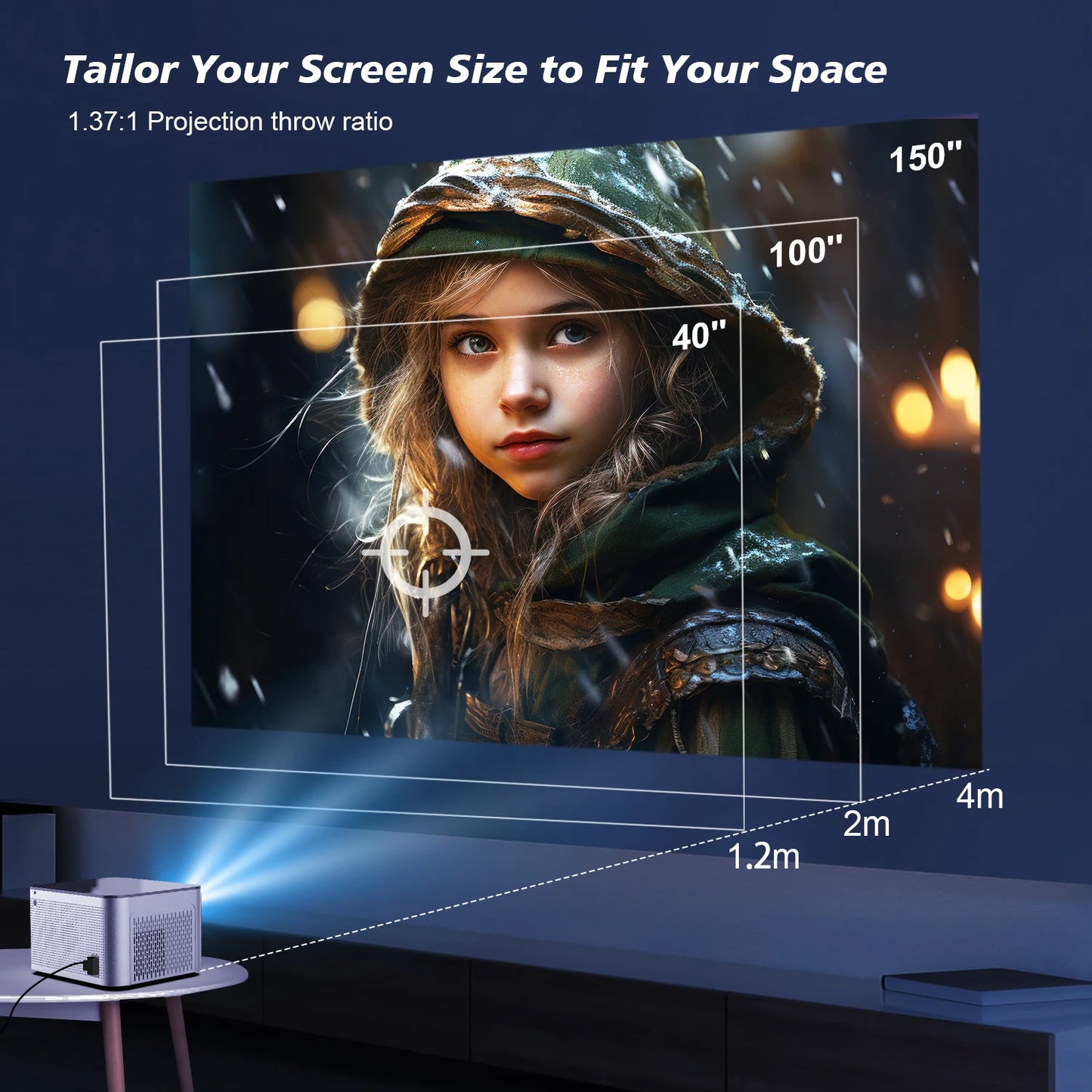 HY350 Pro Smart Projector – 580 ANSI Lumens | Auto Focus | 4K Support + Android 11