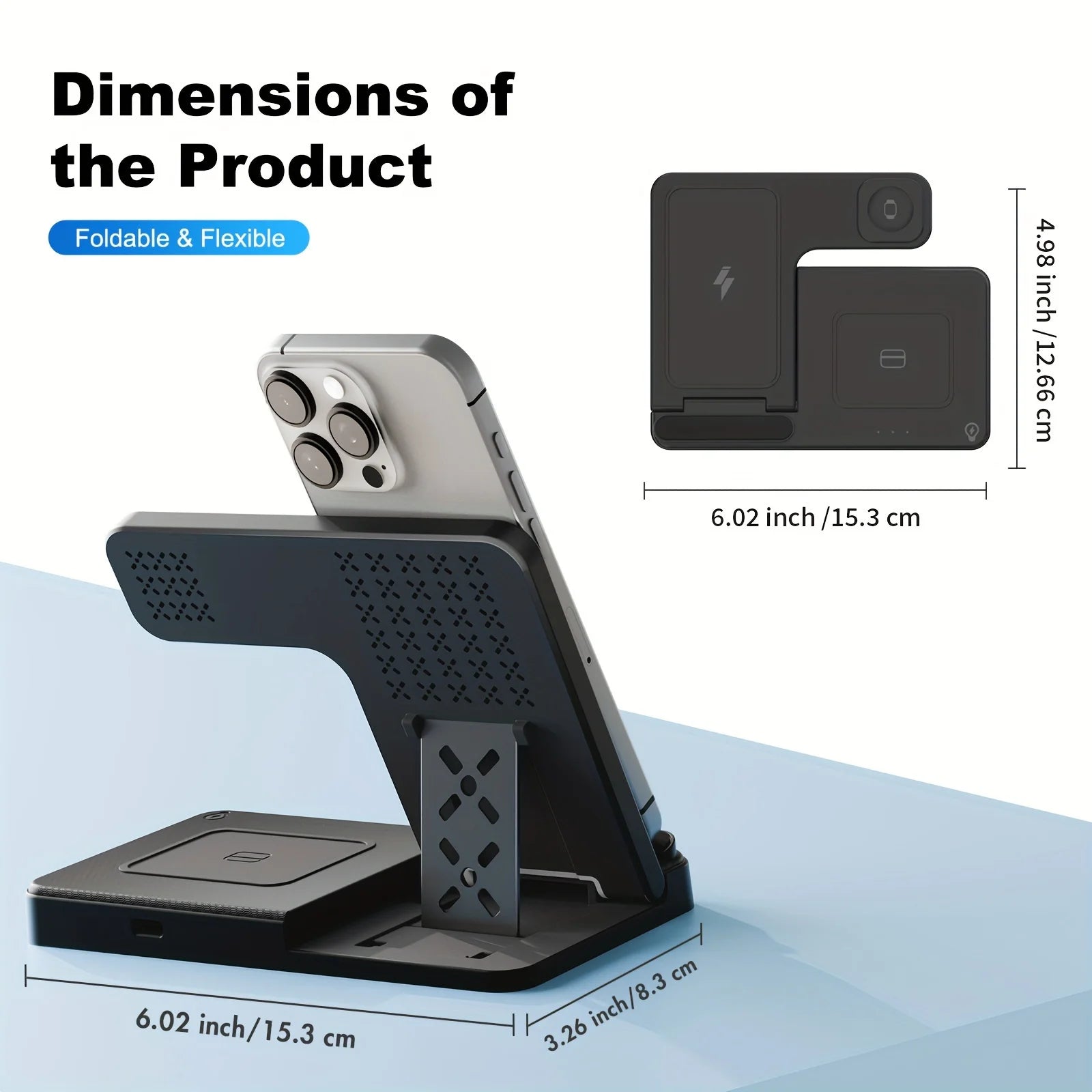 3-in-1 Magnetic Charging Stand – Wireless, Fast & Compact for Desk or Nightstand
