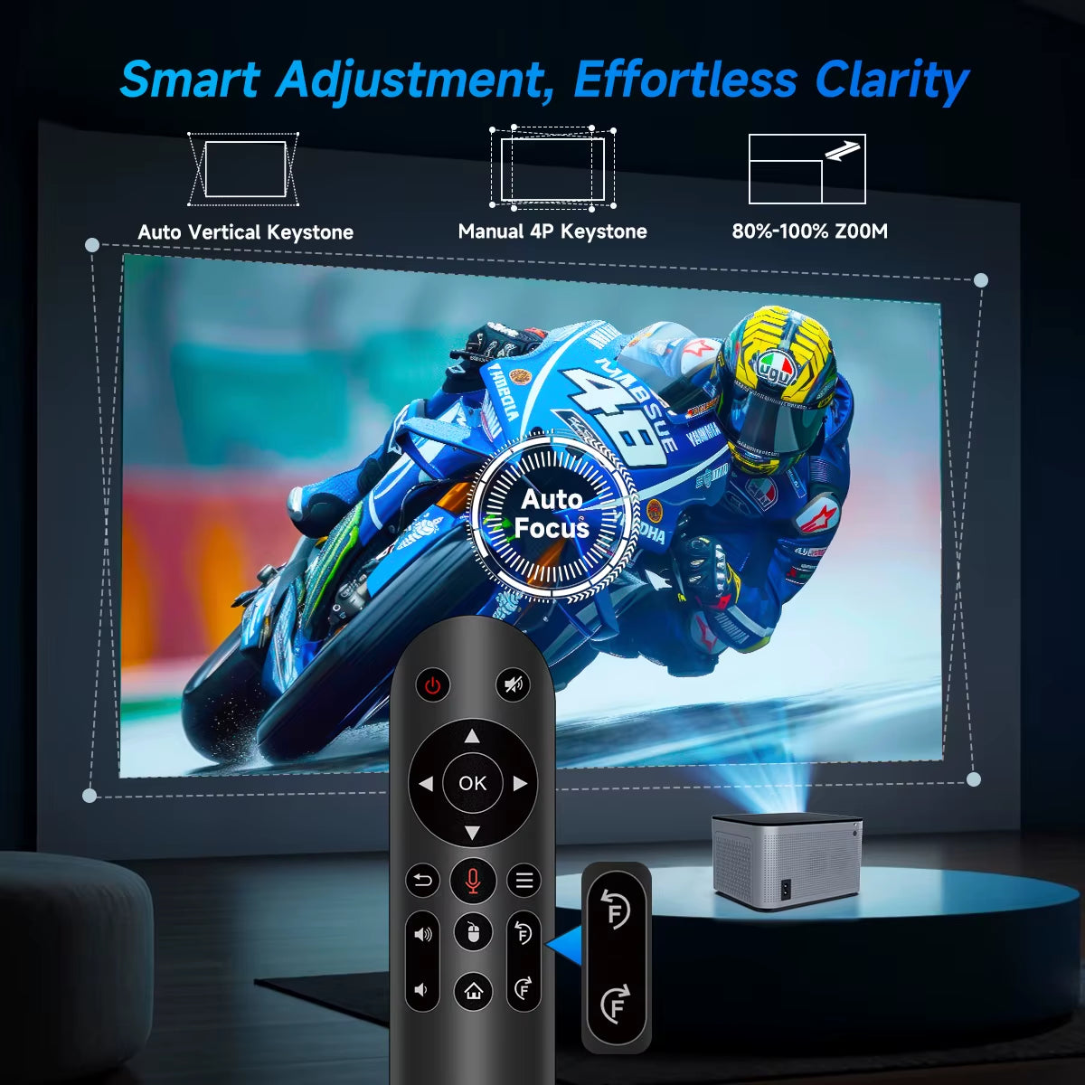 HY350 Pro Smart Projector – 580 ANSI Lumens | Auto Focus | 4K Support + Android 11